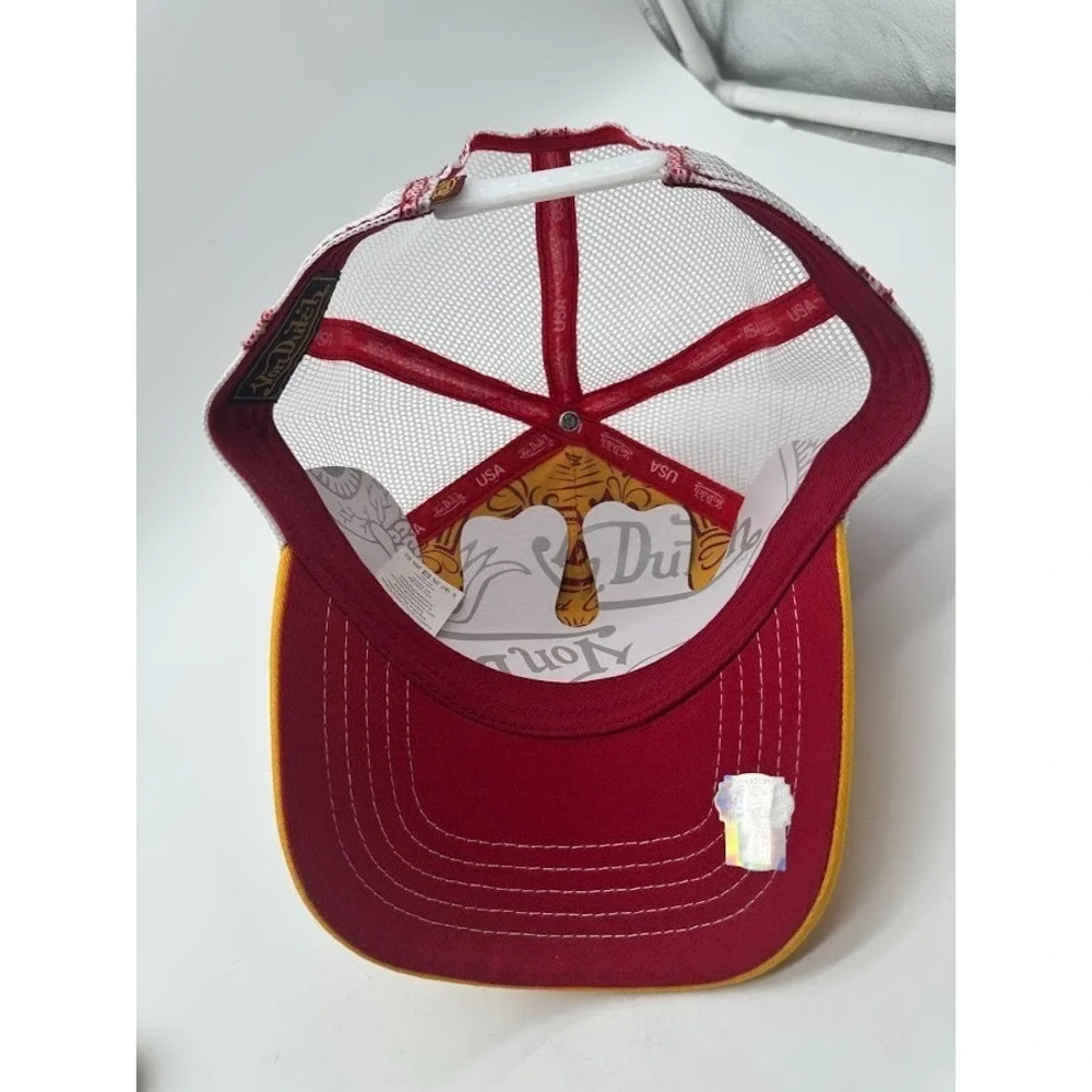 New Von Dutch Trucker Hat Burgundy Gold White Mesh Snapback Adjustable Cap USA